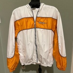 Vintage Nylon Jacket Nike Women's Sz M Full Zip Lined White&Orange Swoosh Logo